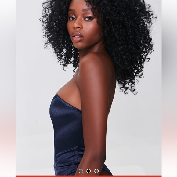 NWOT Navy Satin Body Suit - Picture 2 of 3